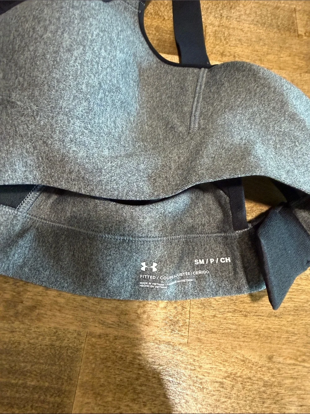 Under Armour Heather Gray Sports Bra with Black Straps